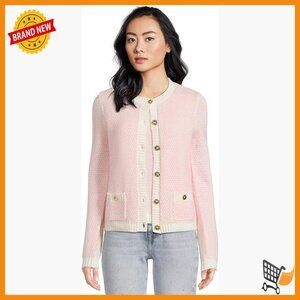 Women's Cotton Blend Cardigan Set with Pockets and Matching Shell